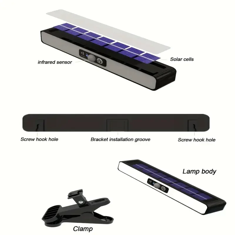 Powerful LED Solar Outdoor Led Courtyard Wall Lamp Rechargeable Human Body Induction Garden Terrace Garage Door Street Lighting
