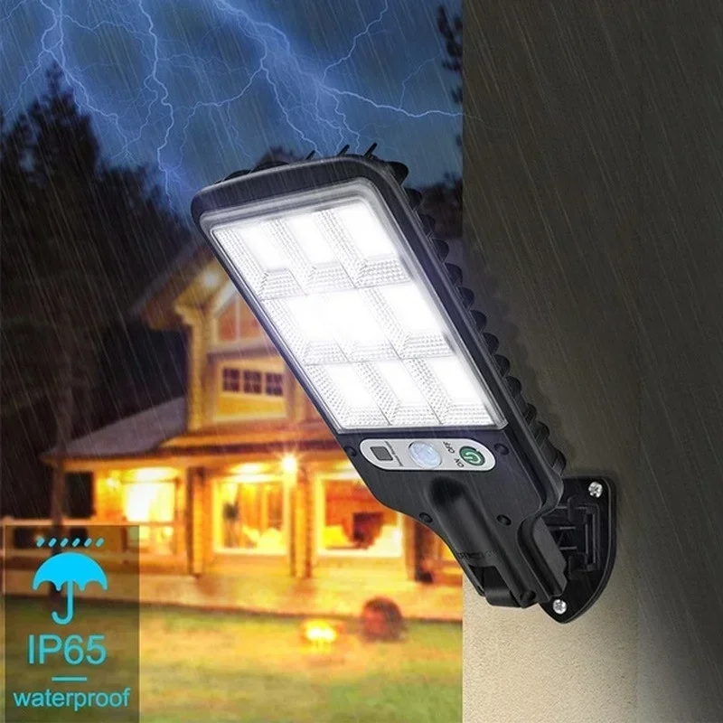 Powerful LED Solar Outdoor Led Courtyard Wall Lamp Rechargeable Human Body Induction Garden Terrace Garage Door Street Lighting