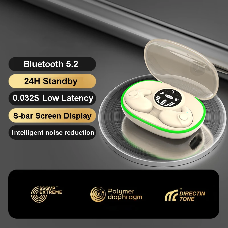 Invisible Sleep Earphones Bluetooth 5.3 Headphones IPX5 Waterproof Noise Reduction Earbuds Touch Control Wireless Headsets