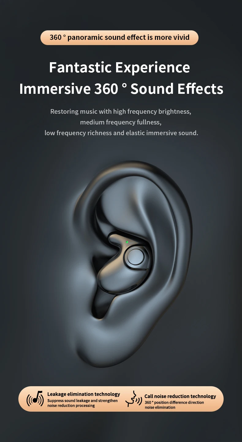 Invisible Sleep Earphones Bluetooth 5.3 Headphones IPX5 Waterproof Noise Reduction Earbuds Touch Control Wireless Headsets