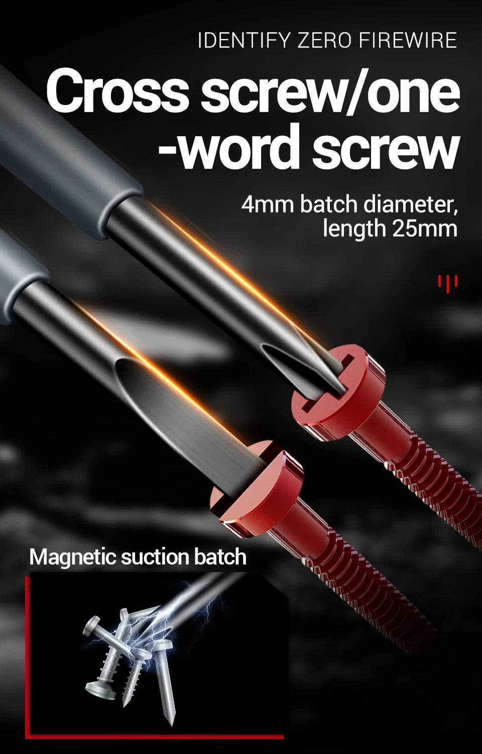 Multifunctional Electrician Test Screwdriver AC Non-contact Induction Test Pen Voltage Tester 70-600V Red Green Induction Lights