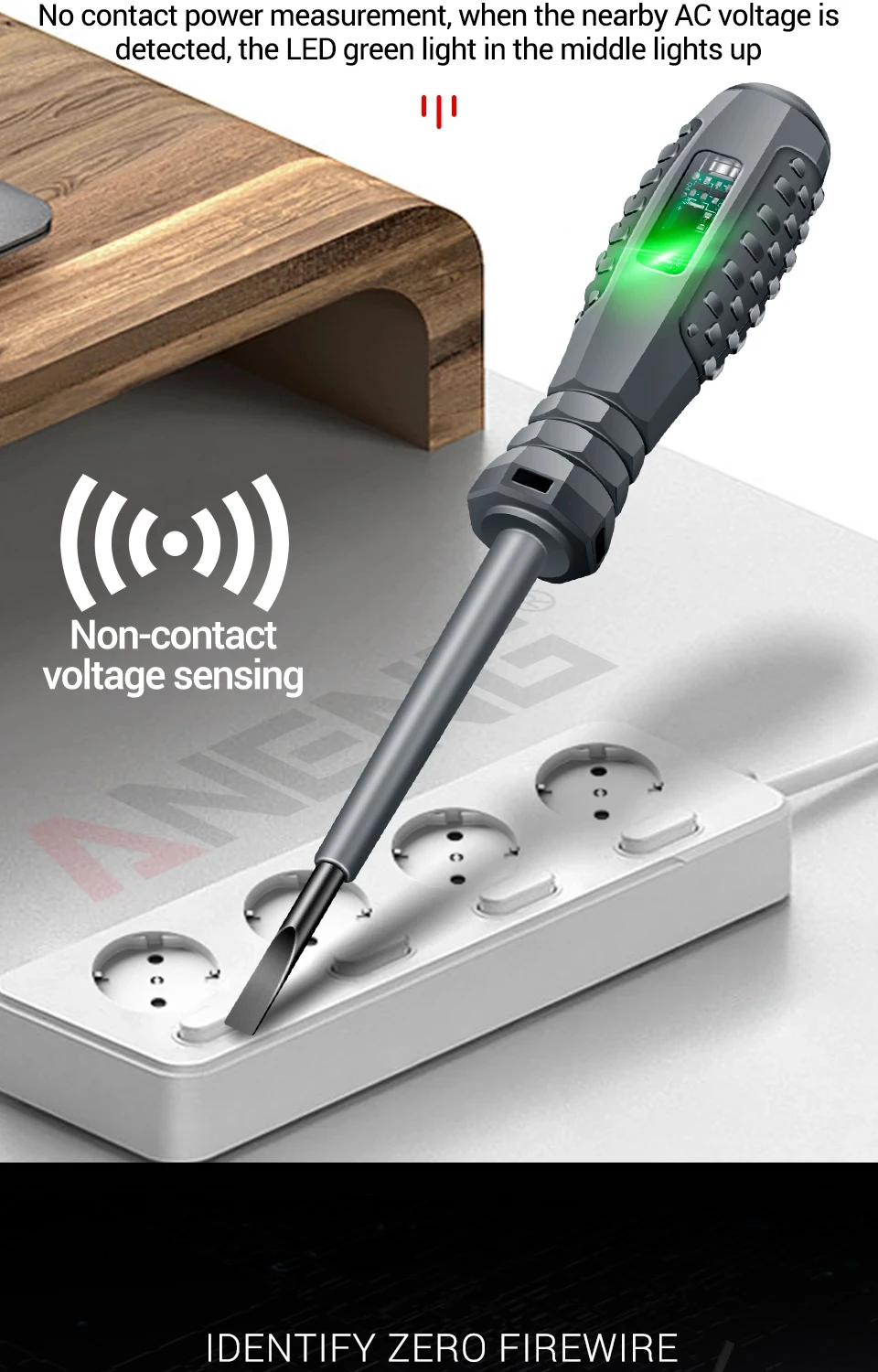 Multifunctional Electrician Test Screwdriver AC Non-contact Induction Test Pen Voltage Tester 70-600V Red Green Induction Lights