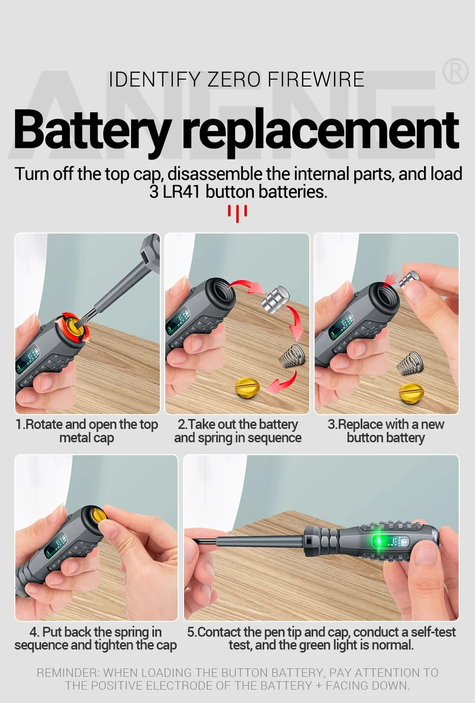 Multifunctional Electrician Test Screwdriver AC Non-contact Induction Test Pen Voltage Tester 70-600V Red Green Induction Lights