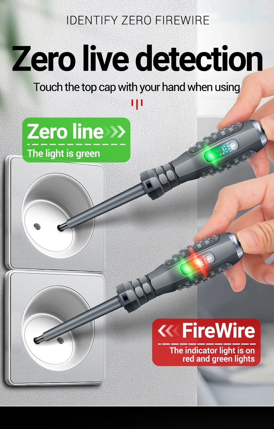 Multifunctional Electrician Test Screwdriver AC Non-contact Induction Test Pen Voltage Tester 70-600V Red Green Induction Lights