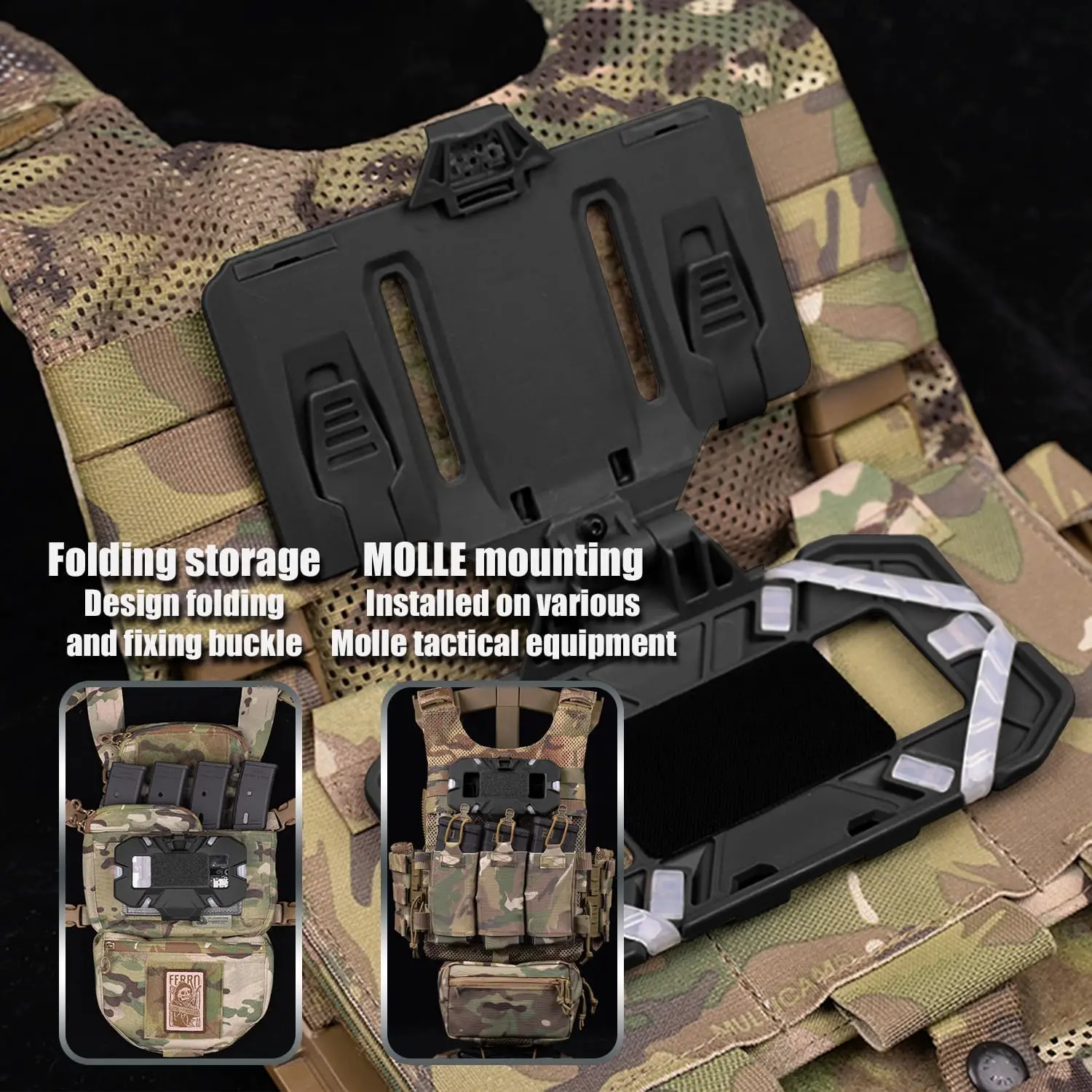 Tactical MOLLE Phone Holder, Folding Navigation Board, Cellphone Hold Gear, Airsoft Hunting Vest Accessories