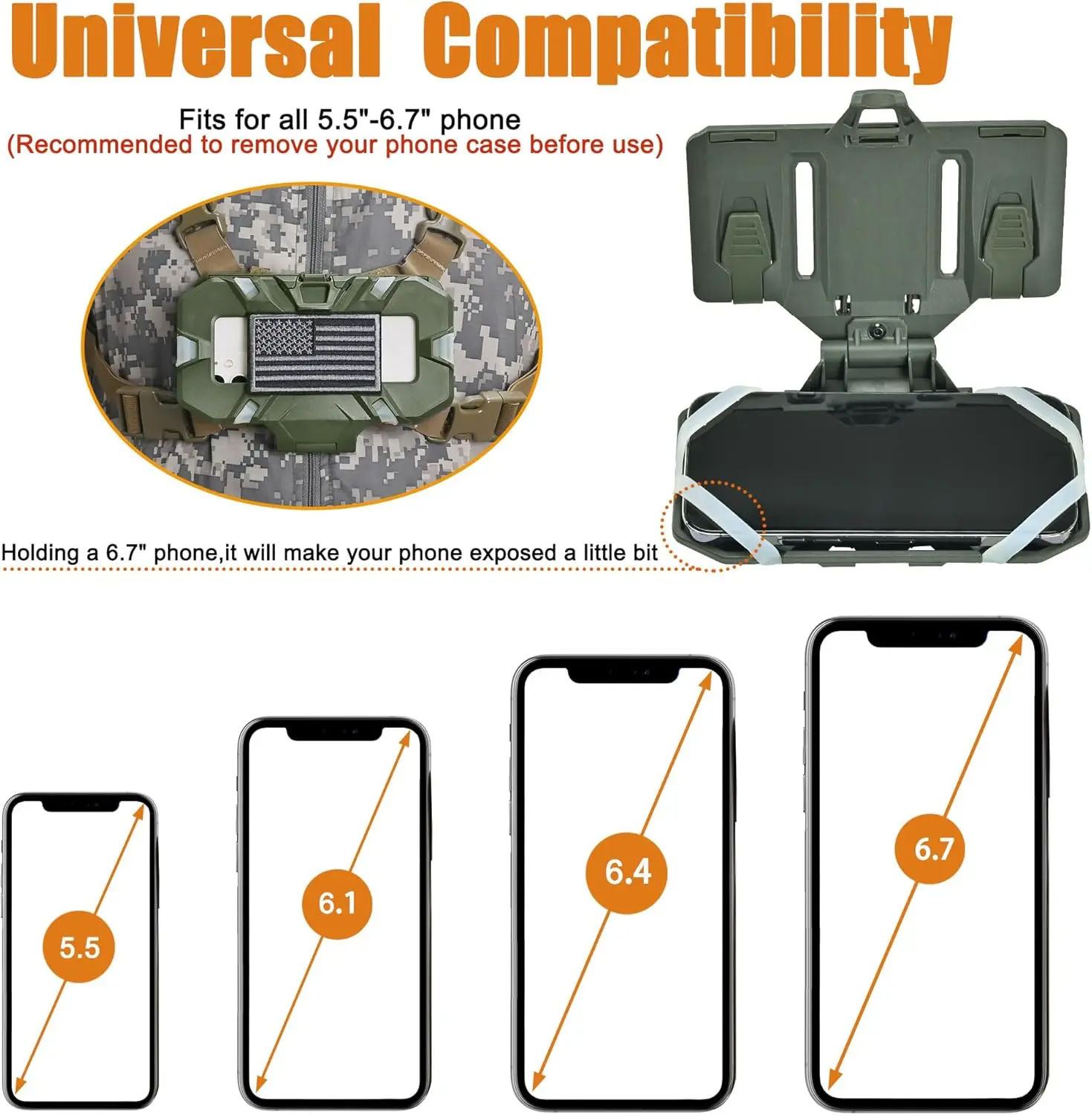 Tactical MOLLE Phone Holder, Folding Navigation Board, Cellphone Hold Gear, Airsoft Hunting Vest Accessories