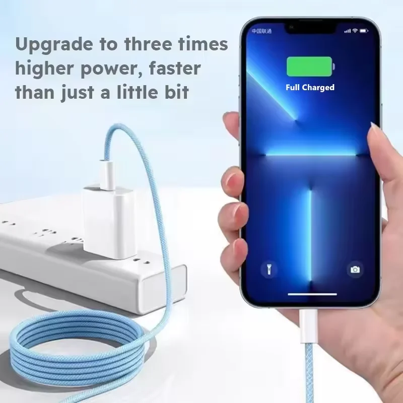 1m 2mPD Braided 35W Fast Charge Cable For iPhone 13 14 Pro Max 11 12 mini X XR XS Max 7 8 Plus Quick Charging USB-C Data Cables