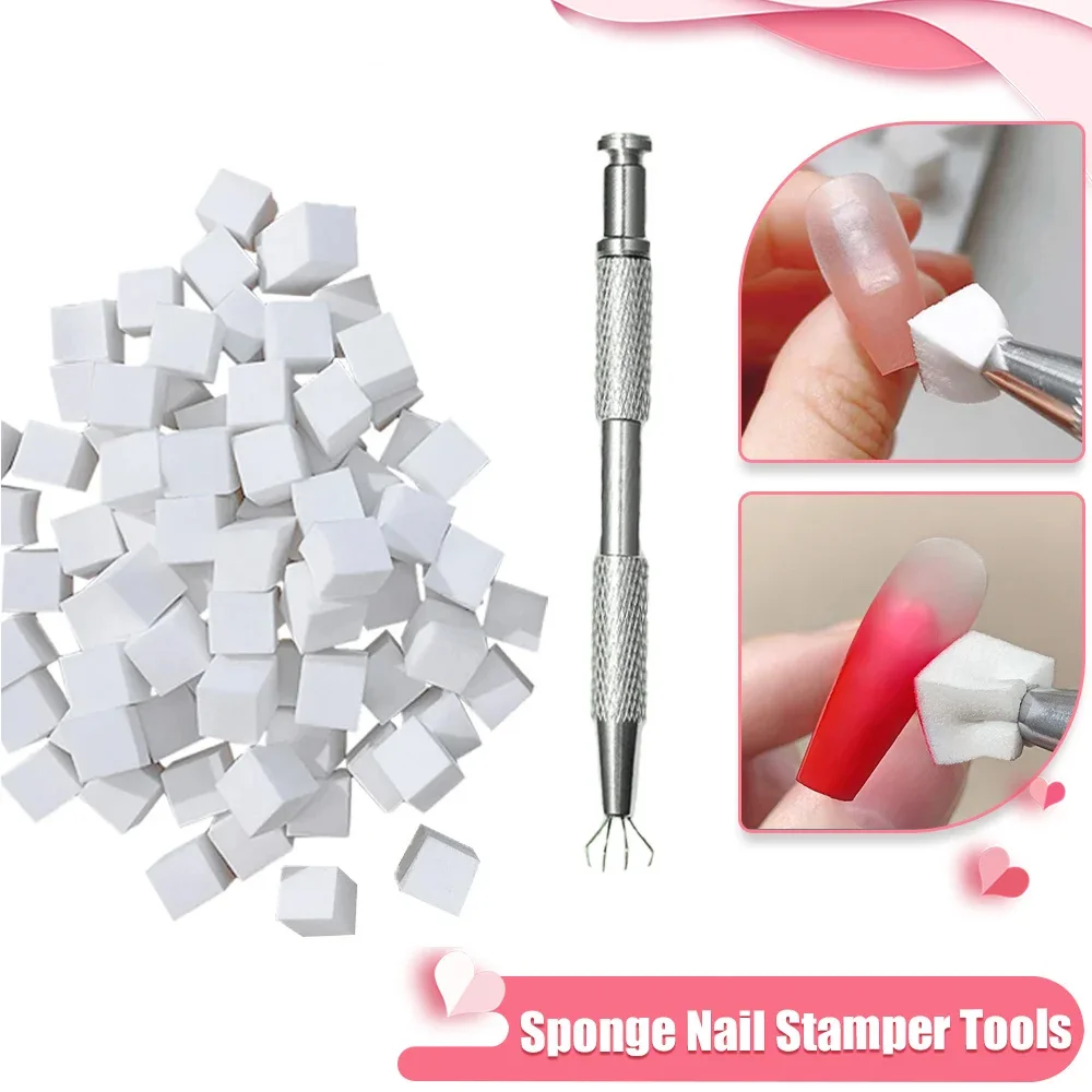 LINMANDA 200/50PCS Nail Sponge Sponge with Grab Pen and Sponge Grab Clip Set Nail Gradient Color Nail Tool Accessories