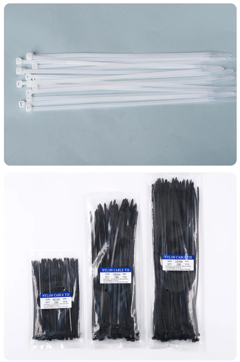 100 PCS Self-locking Plastic Nylon Tie Black Fastening Strap Cable-Tie-Set Cable Zip Tie Fastening Ring Zip Wraps Strap Tie
