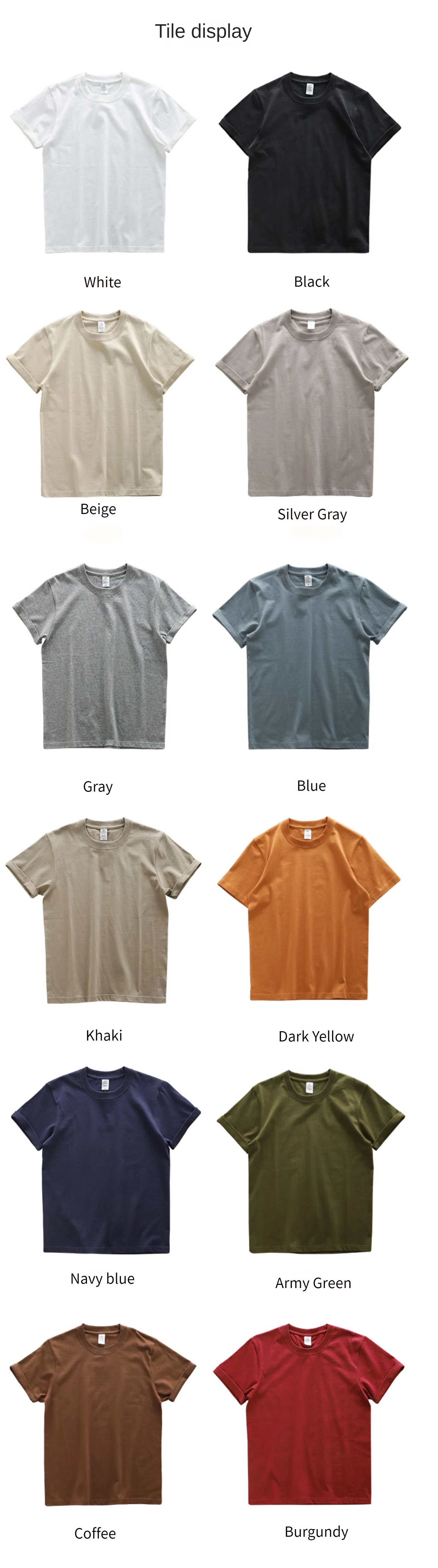 Dukeen 280gsm Oversized Heavy T-Shirt for Men Summer Short Sleeve Tee Cotton Solid Color Top Casual T Shirts One Piece