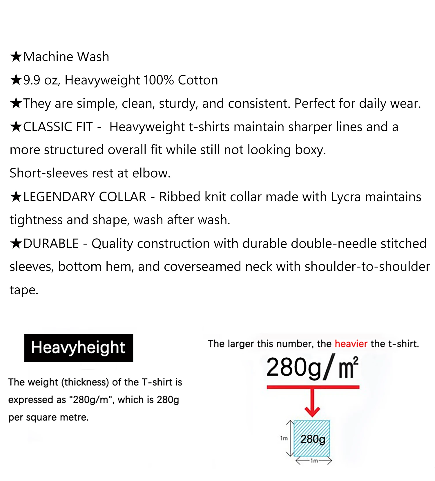 Dukeen 280gsm Oversized Heavy T-Shirt for Men Summer Short Sleeve Tee Cotton Solid Color Top Casual T Shirts One Piece
