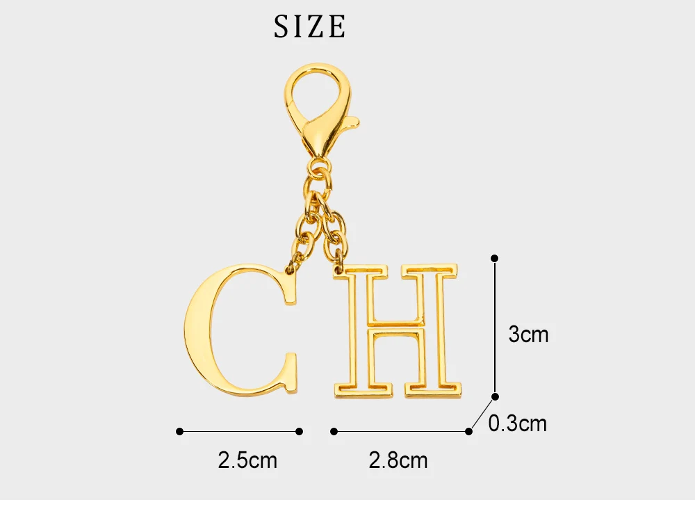 CHCH Luxury Brand Fashion Luggage Accessories Keychain Luggage Pendant Simple Fashion Hollow out Letter Titanium Alloy Jewelry