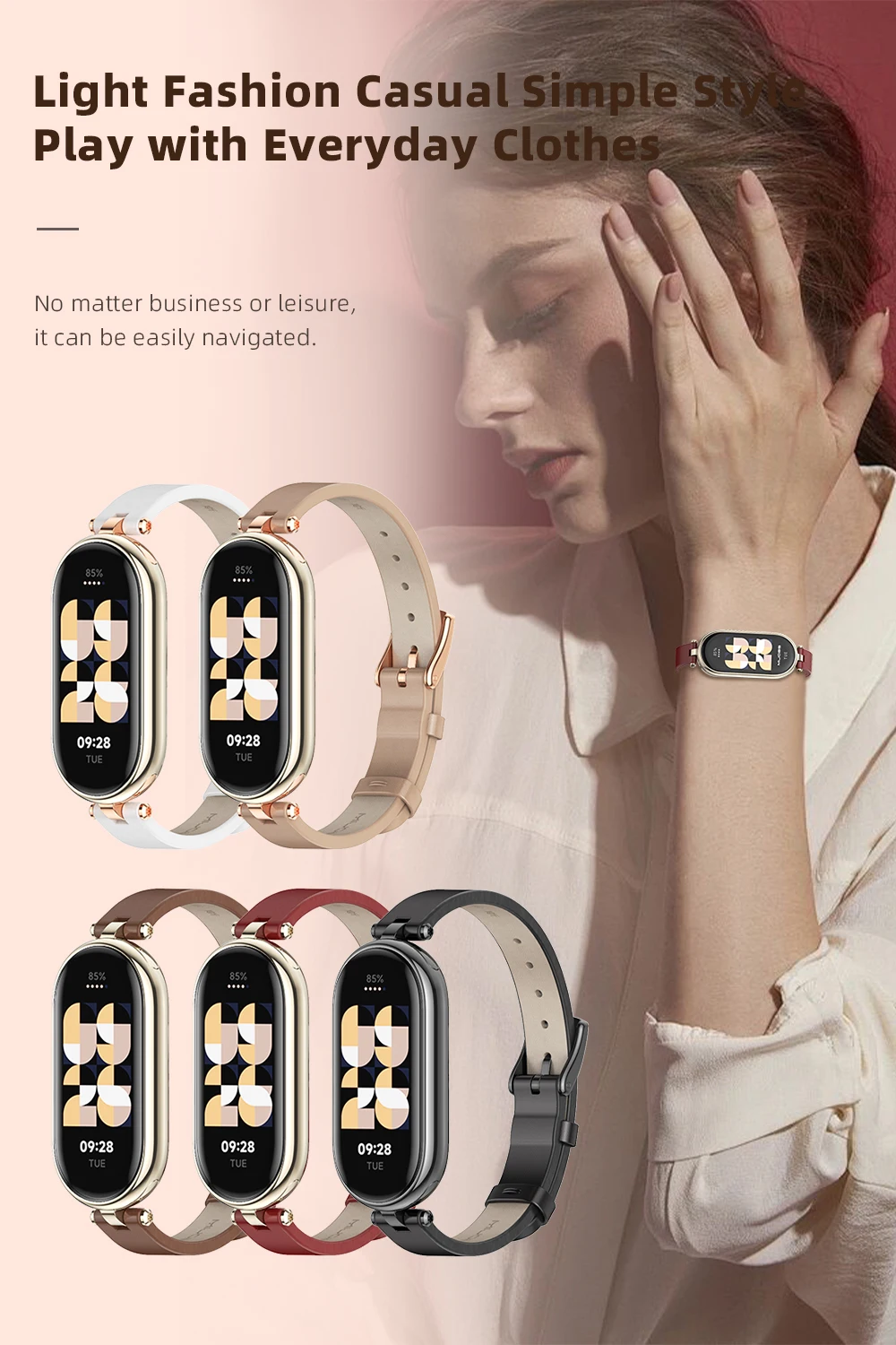 Mi Band 10 11 9 8 7 6 5 Strap for Xiaomi Smart Band 8 Bracelet NFC Global Version Leather Watch Band Mi 8 Wristband Miband 9 10