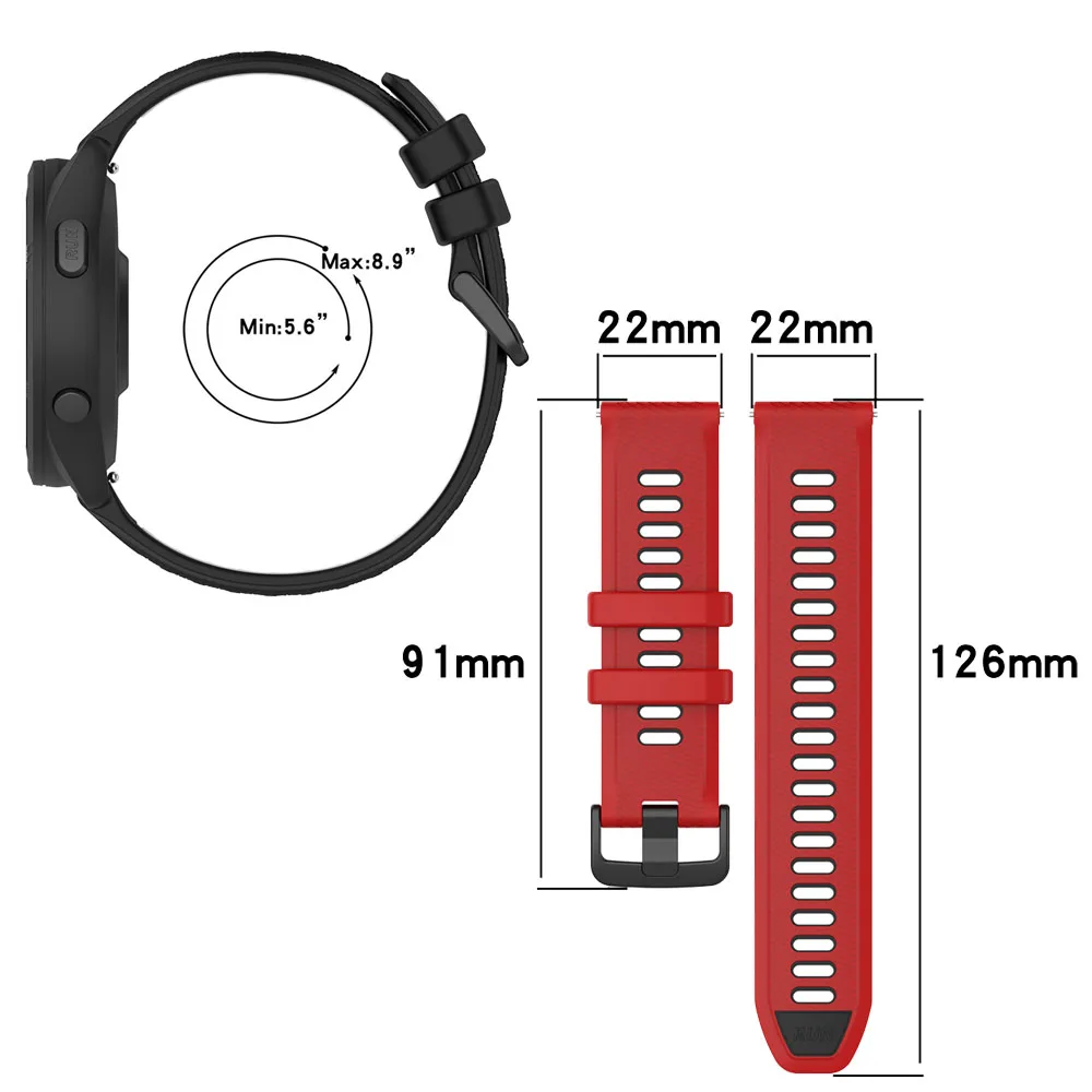 BEHUA 22MM 20MM 18 Replacement Silicone Watchband Sport Watch Strap For Garmin Forerunner 255/265 Wristband Bracelet Accessories