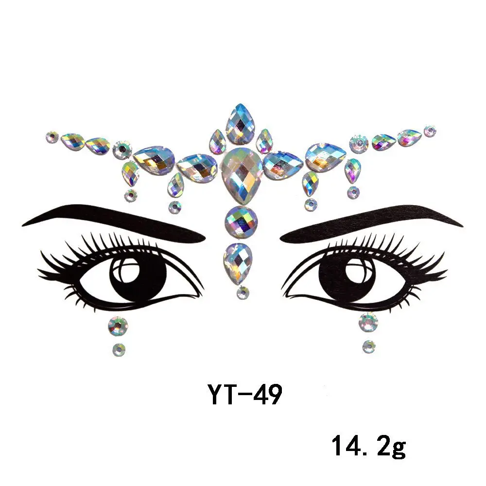 Face Jewels Tattoos for Women Party Makeup Decor Diamond Rhinestone Face Stickers 3D Self Adhesive Body Eyebrow Diamond Stickers