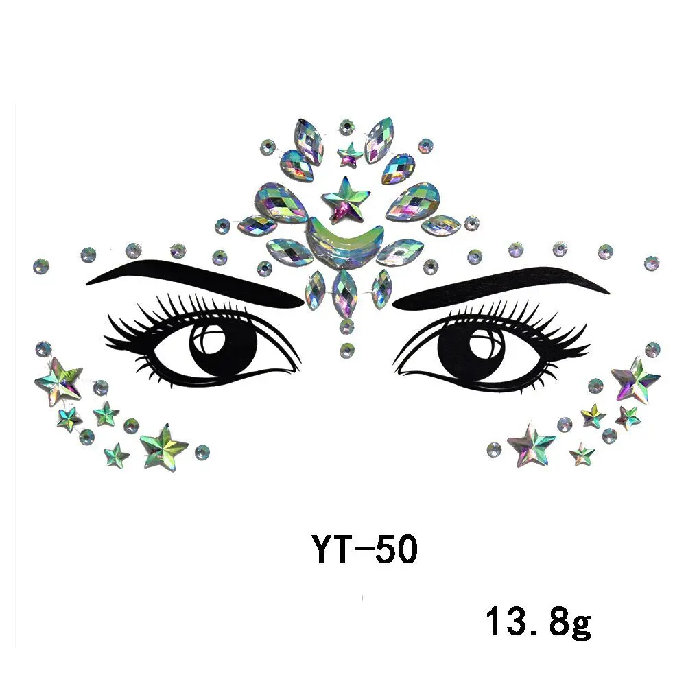 Face Jewels Tattoos for Women Party Makeup Decor Diamond Rhinestone Face Stickers 3D Self Adhesive Body Eyebrow Diamond Stickers