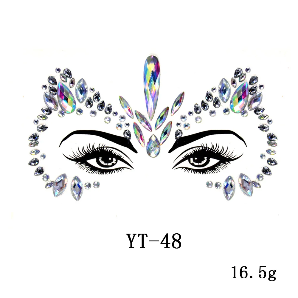 Face Jewels Tattoos for Women Party Makeup Decor Diamond Rhinestone Face Stickers 3D Self Adhesive Body Eyebrow Diamond Stickers