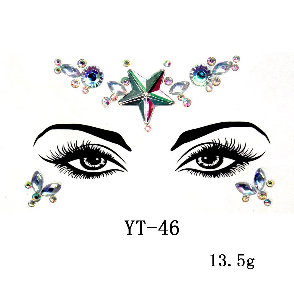 Face Jewels Tattoos for Women Party Makeup Decor Diamond Rhinestone Face Stickers 3D Self Adhesive Body Eyebrow Diamond Stickers