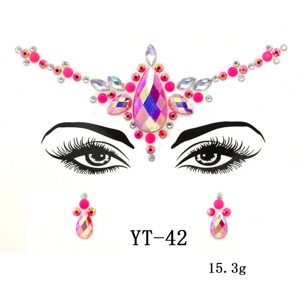Face Jewels Tattoos for Women Party Makeup Decor Diamond Rhinestone Face Stickers 3D Self Adhesive Body Eyebrow Diamond Stickers