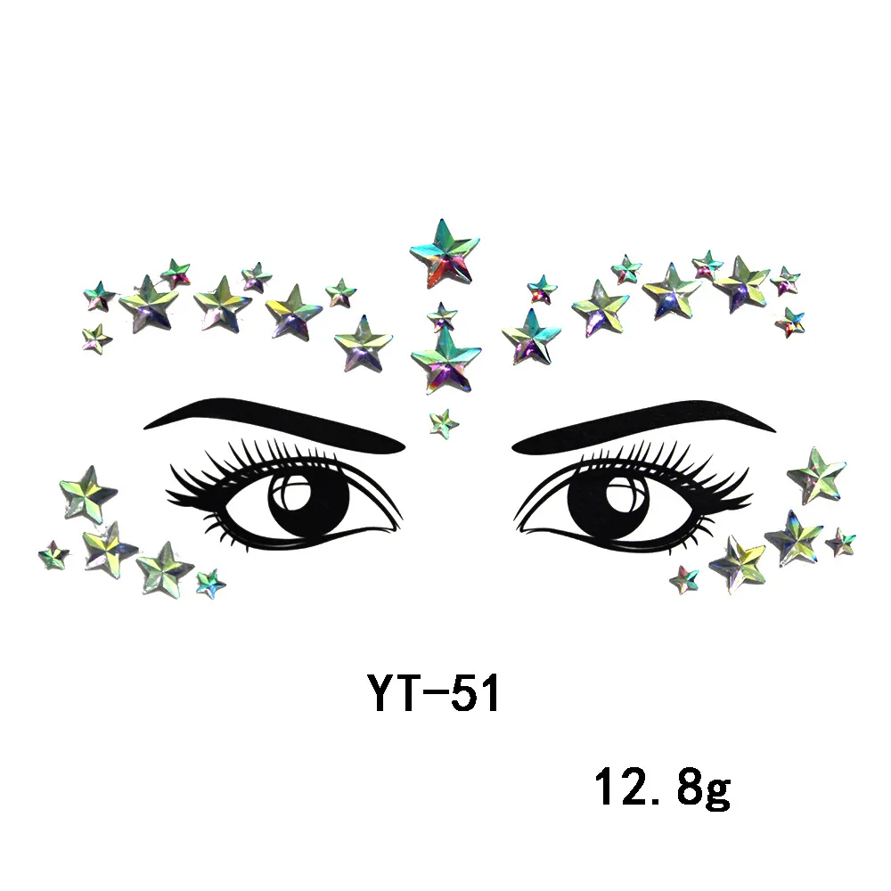 Face Jewels Tattoos for Women Party Makeup Decor Diamond Rhinestone Face Stickers 3D Self Adhesive Body Eyebrow Diamond Stickers