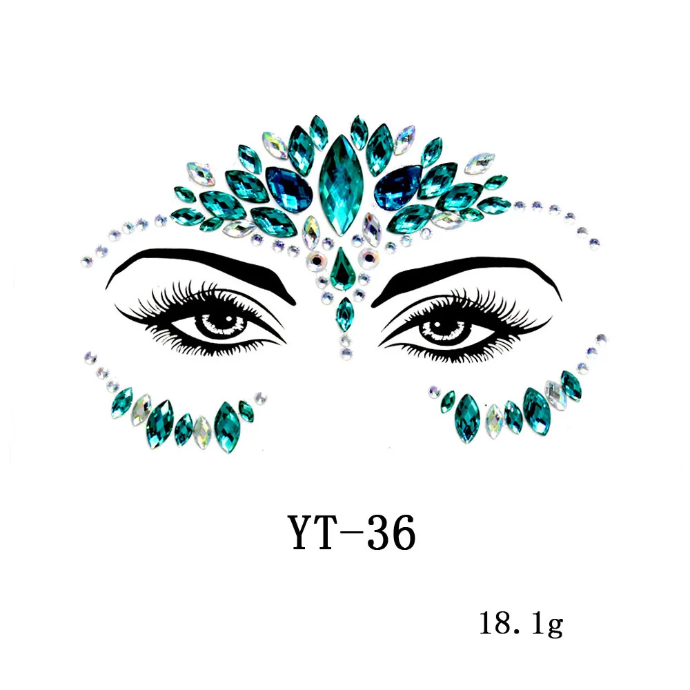 Face Jewels Tattoos for Women Party Makeup Decor Diamond Rhinestone Face Stickers 3D Self Adhesive Body Eyebrow Diamond Stickers