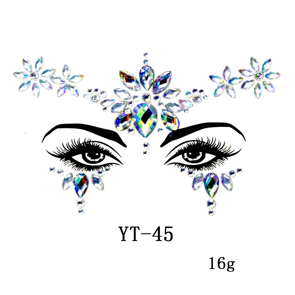 Face Jewels Tattoos for Women Party Makeup Decor Diamond Rhinestone Face Stickers 3D Self Adhesive Body Eyebrow Diamond Stickers