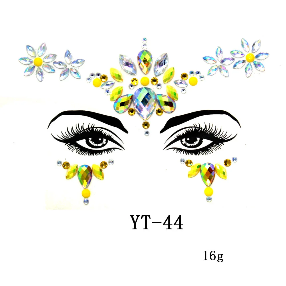 Face Jewels Tattoos for Women Party Makeup Decor Diamond Rhinestone Face Stickers 3D Self Adhesive Body Eyebrow Diamond Stickers