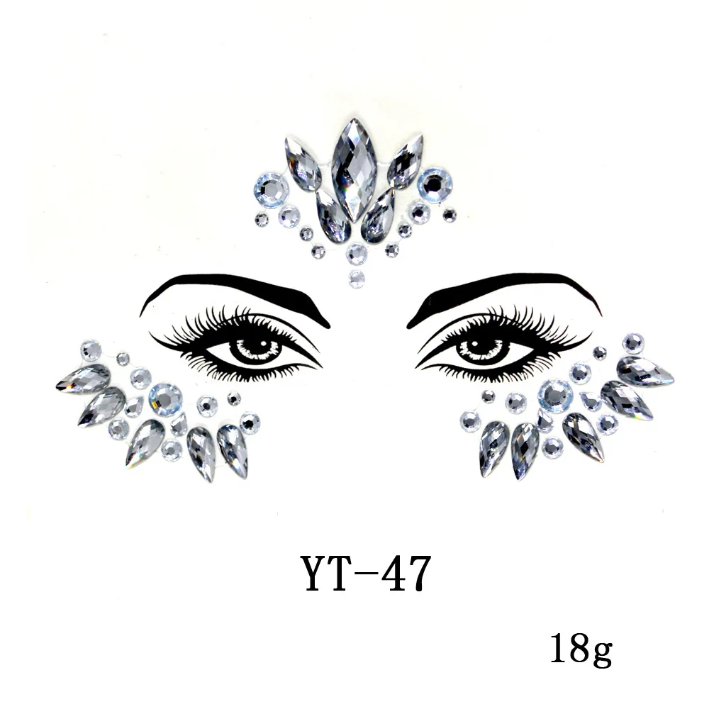 Face Jewels Tattoos for Women Party Makeup Decor Diamond Rhinestone Face Stickers 3D Self Adhesive Body Eyebrow Diamond Stickers