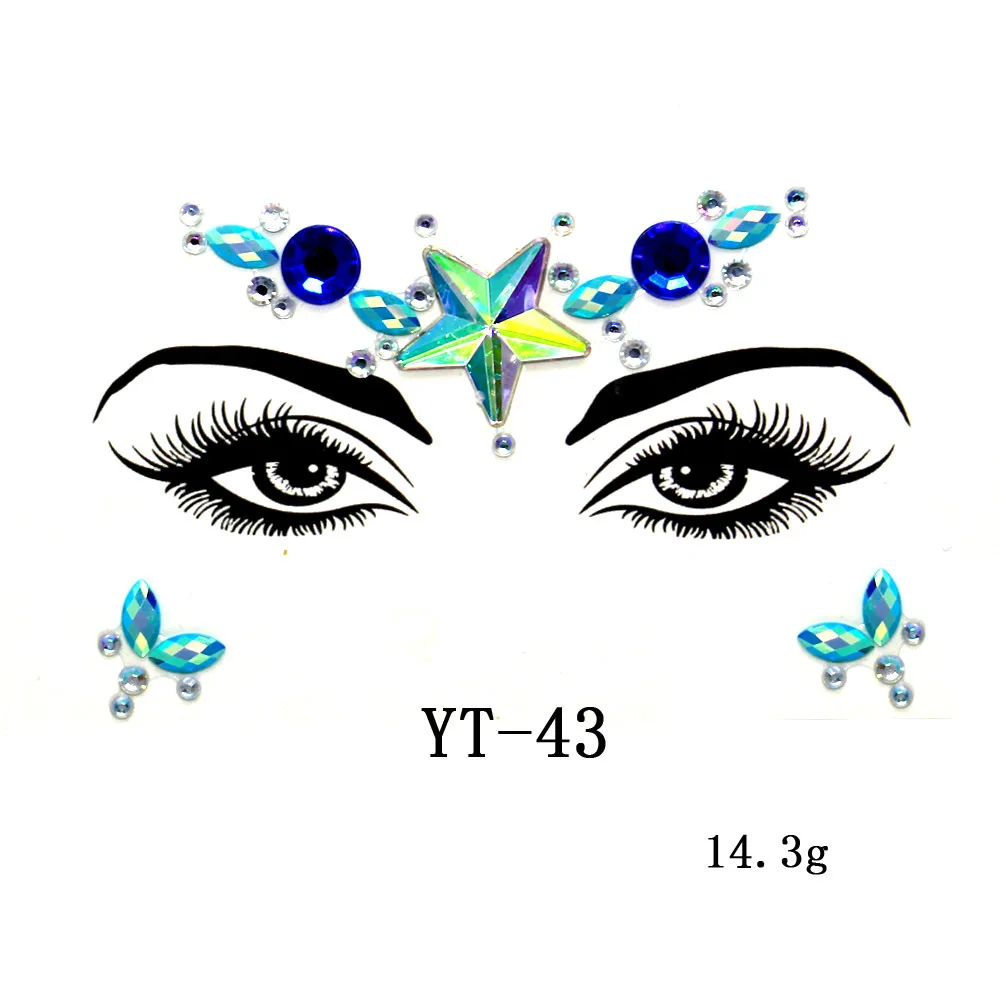 Face Jewels Tattoos for Women Party Makeup Decor Diamond Rhinestone Face Stickers 3D Self Adhesive Body Eyebrow Diamond Stickers