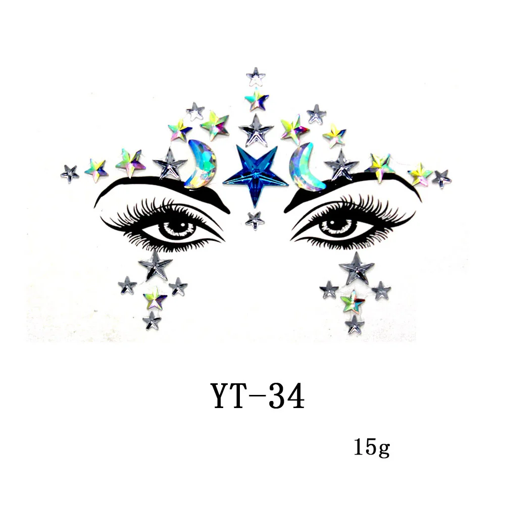 Face Jewels Tattoos for Women Party Makeup Decor Diamond Rhinestone Face Stickers 3D Self Adhesive Body Eyebrow Diamond Stickers