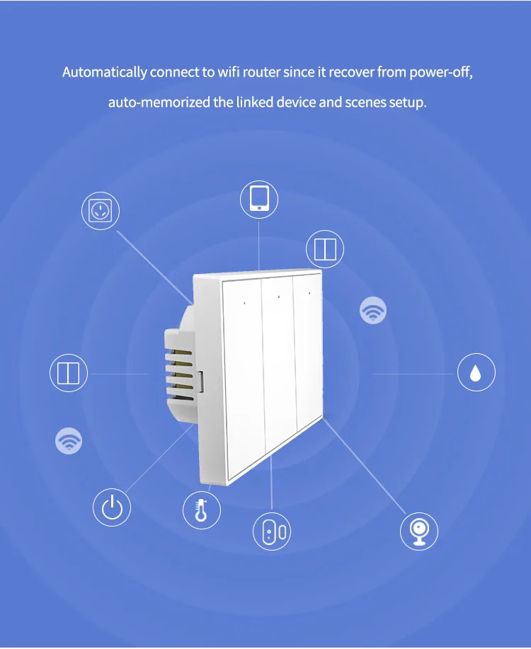 Zemismart WiFi Switch 1 2 3 Gangs Light Switches Neutral Required Work with Tuya Smart Life Remote Control US Push Interruptor