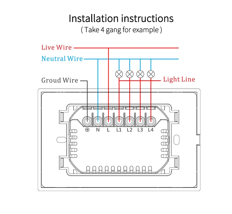 Zemismart WiFi Switch 1 2 3 Gangs Light Switches Neutral Required Work with Tuya Smart Life Remote Control US Push Interruptor