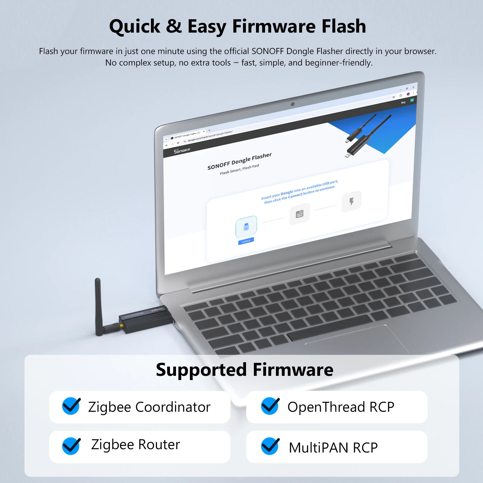 1-5PCS SONOFF ZBDongle-E Wireless Zigbee Gateway Analyzer Zigbee2MQTT USB Interface Capture ZHA Support SONOFF ZigBee Devices