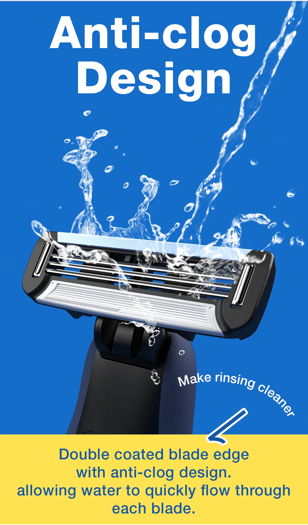 Colorlamb Portable Manual Men Razor with 3 Layers Blades Stainless Steel Cartridges Dark Blue Color Barber Shaver