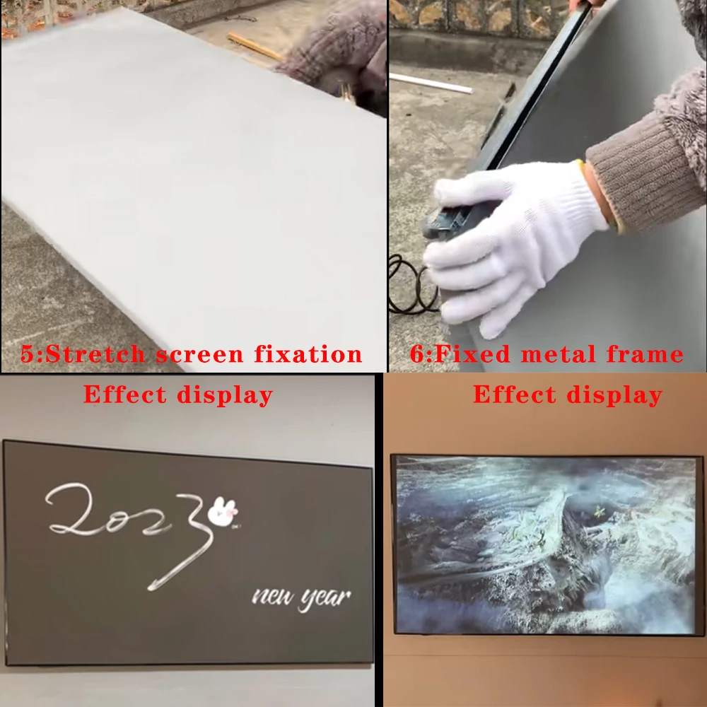 VEIDADZ Projector Screen 60 72 84 100 120 130 in White Grid Anti-Light 160° Viewing Angle Reflective Screen Indoor Outdoor Movie