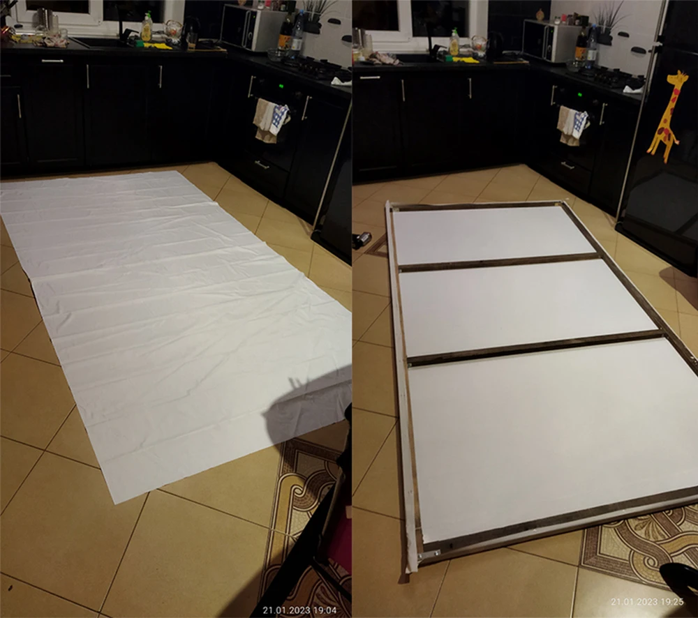 VEIDADZ Projector Screen 60 72 84 100 120 130 in White Grid Anti-Light 160° Viewing Angle Reflective Screen Indoor Outdoor Movie