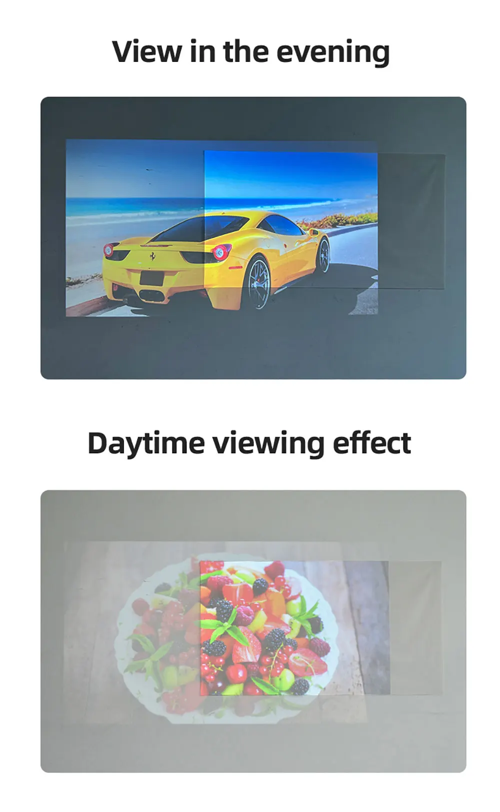 VEIDADZ Projector Screen 60 72 84 100 120 130 in White Grid Anti-Light 160° Viewing Angle Reflective Screen Indoor Outdoor Movie