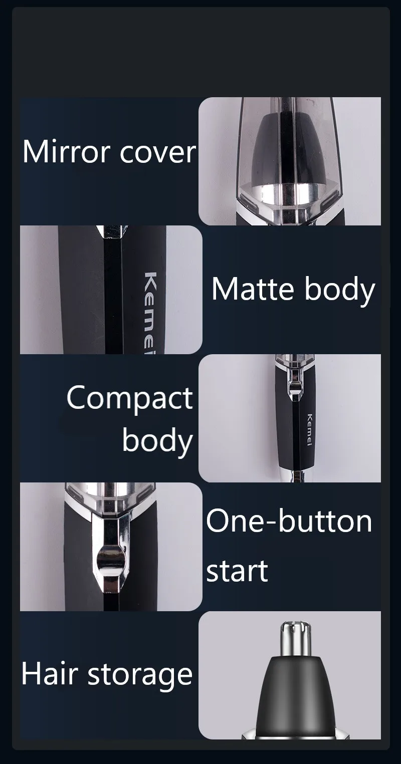 Kemei Nose Hair Trimmer Nasal Wool Implement Nose Hair Cut Washed Trimmer Clipper And Hair Razor Epilator Remover Nose Hair