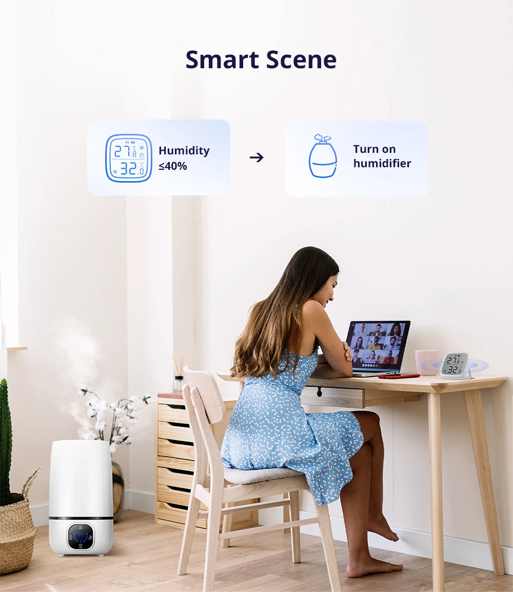 1-4PCS SONOFF SNZB-02D Zigbee LCD Digital Thermometer Smart Temperature Humidity Sensor APP Monitoring Work with Alexa Google