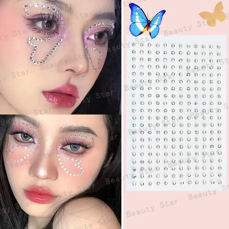 1 Pcs Self Adhesive Colored Diamonds Eyeshadow Stickers Color Crystal Diamond DIY Eyes Face Body Makeup Decorations Rhinestones