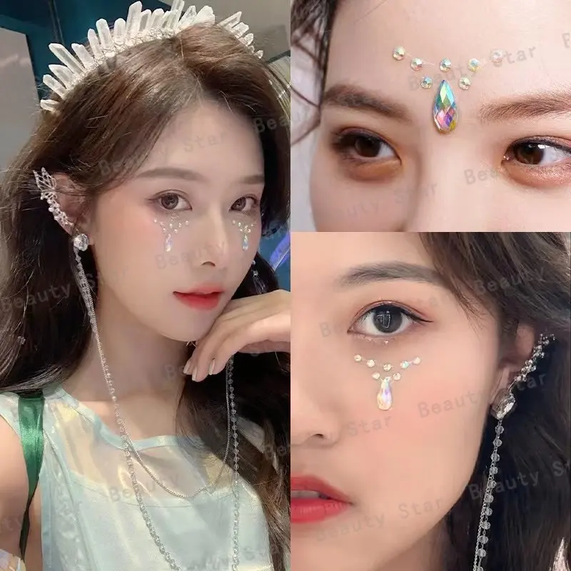 1 Pcs Self Adhesive Colored Diamonds Eyeshadow Stickers Color Crystal Diamond DIY Eyes Face Body Makeup Decorations Rhinestones