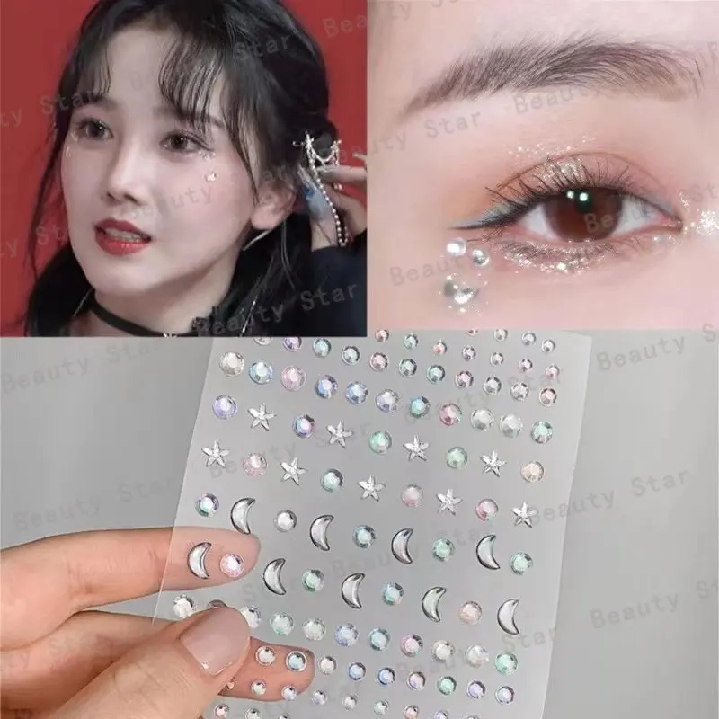 1 Pcs Self Adhesive Colored Diamonds Eyeshadow Stickers Color Crystal Diamond DIY Eyes Face Body Makeup Decorations Rhinestones