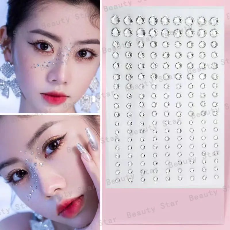 1 Pcs Self Adhesive Colored Diamonds Eyeshadow Stickers Color Crystal Diamond DIY Eyes Face Body Makeup Decorations Rhinestones