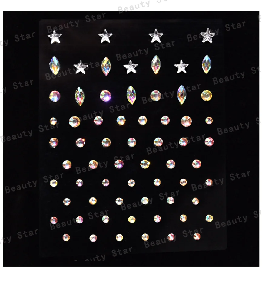 1 Pcs Self Adhesive Colored Diamonds Eyeshadow Stickers Color Crystal Diamond DIY Eyes Face Body Makeup Decorations Rhinestones
