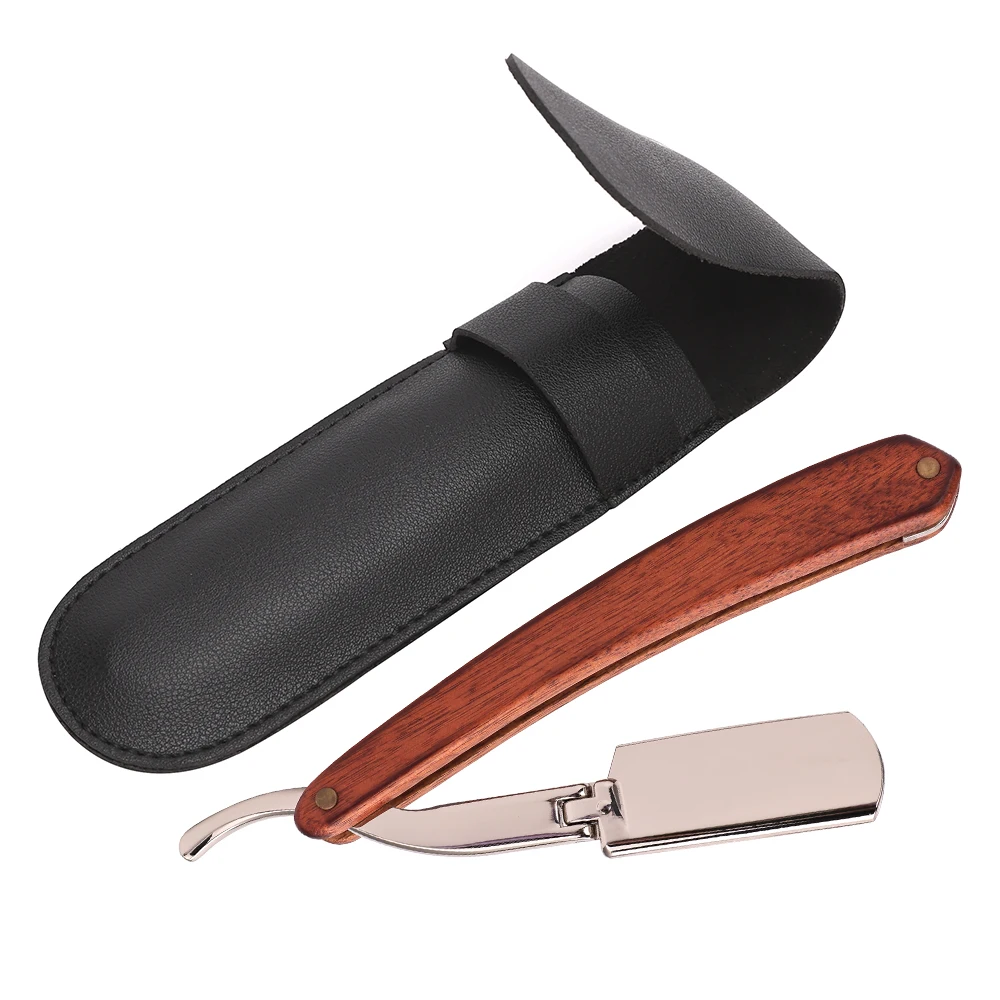 Manual Straight Side Shaver Men Beard and Facial Epilator Professional Foldable Stainless Steel Shaver Hairdresser Tools