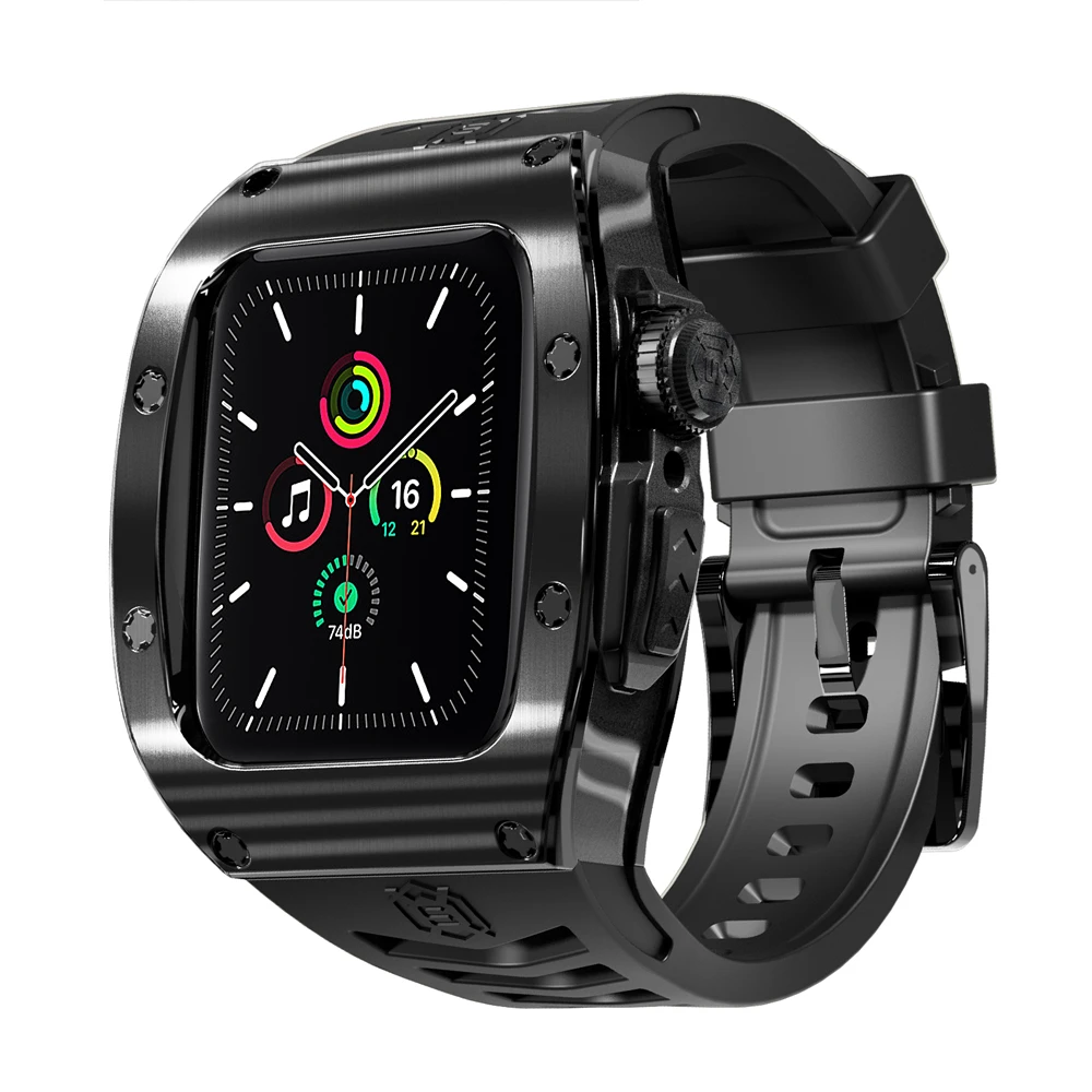 Heavy Metal Stainless Steel Rubber Case For Apple Watch Ultra 2 Ultra 1 49mm Shockproof Case For iWatch Series 9 8 7 6 5 44MM 45