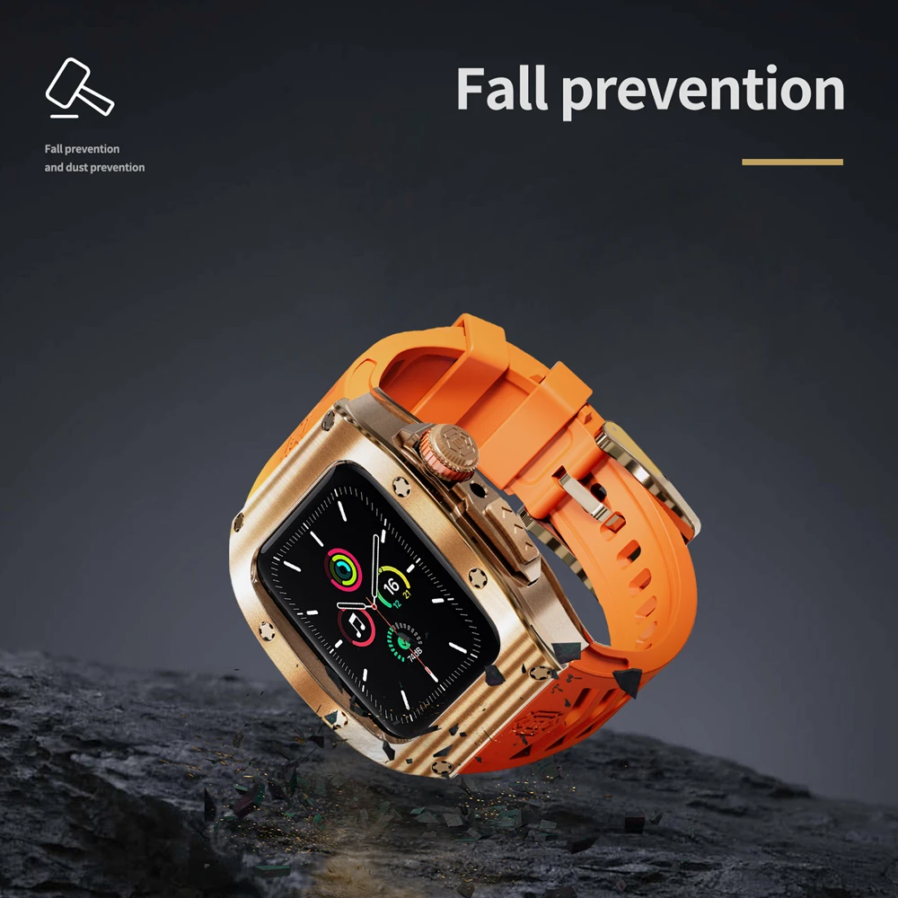 Heavy Metal Stainless Steel Rubber Case For Apple Watch Ultra 2 Ultra 1 49mm Shockproof Case For iWatch Series 9 8 7 6 5 44MM 45