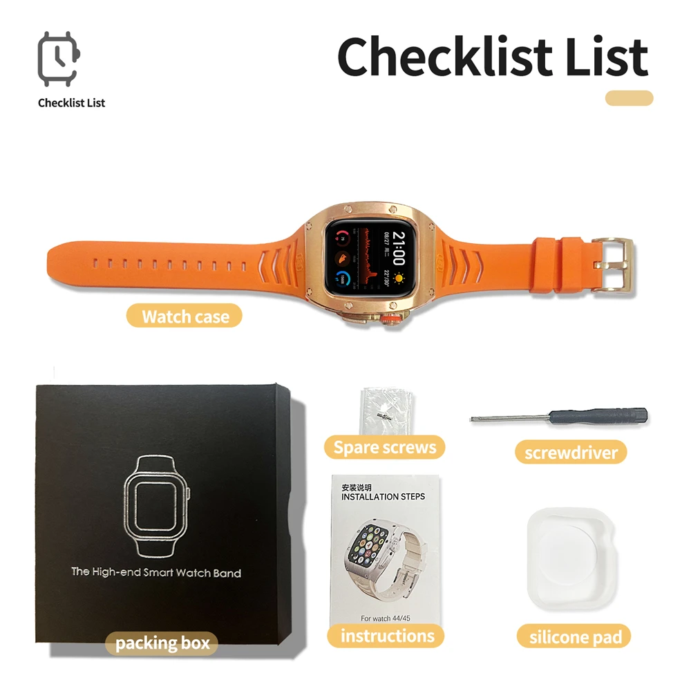 Heavy Metal Stainless Steel Rubber Case For Apple Watch Ultra 2 Ultra 1 49mm Shockproof Case For iWatch Series 9 8 7 6 5 44MM 45
