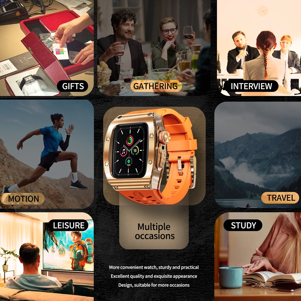 Heavy Metal Stainless Steel Rubber Case For Apple Watch Ultra 2 Ultra 1 49mm Shockproof Case For iWatch Series 9 8 7 6 5 44MM 45