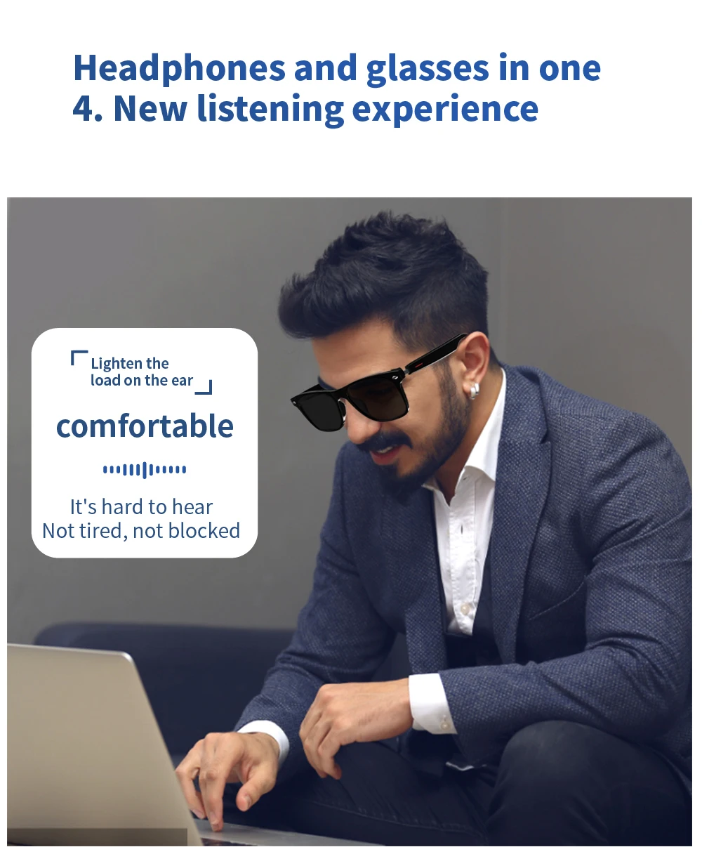 Bluetooth Smart Glasses With Automatic Adjustment Wireless Bluetooth Headset Anti Blue Light Sunglasses Man Woman Waterproof